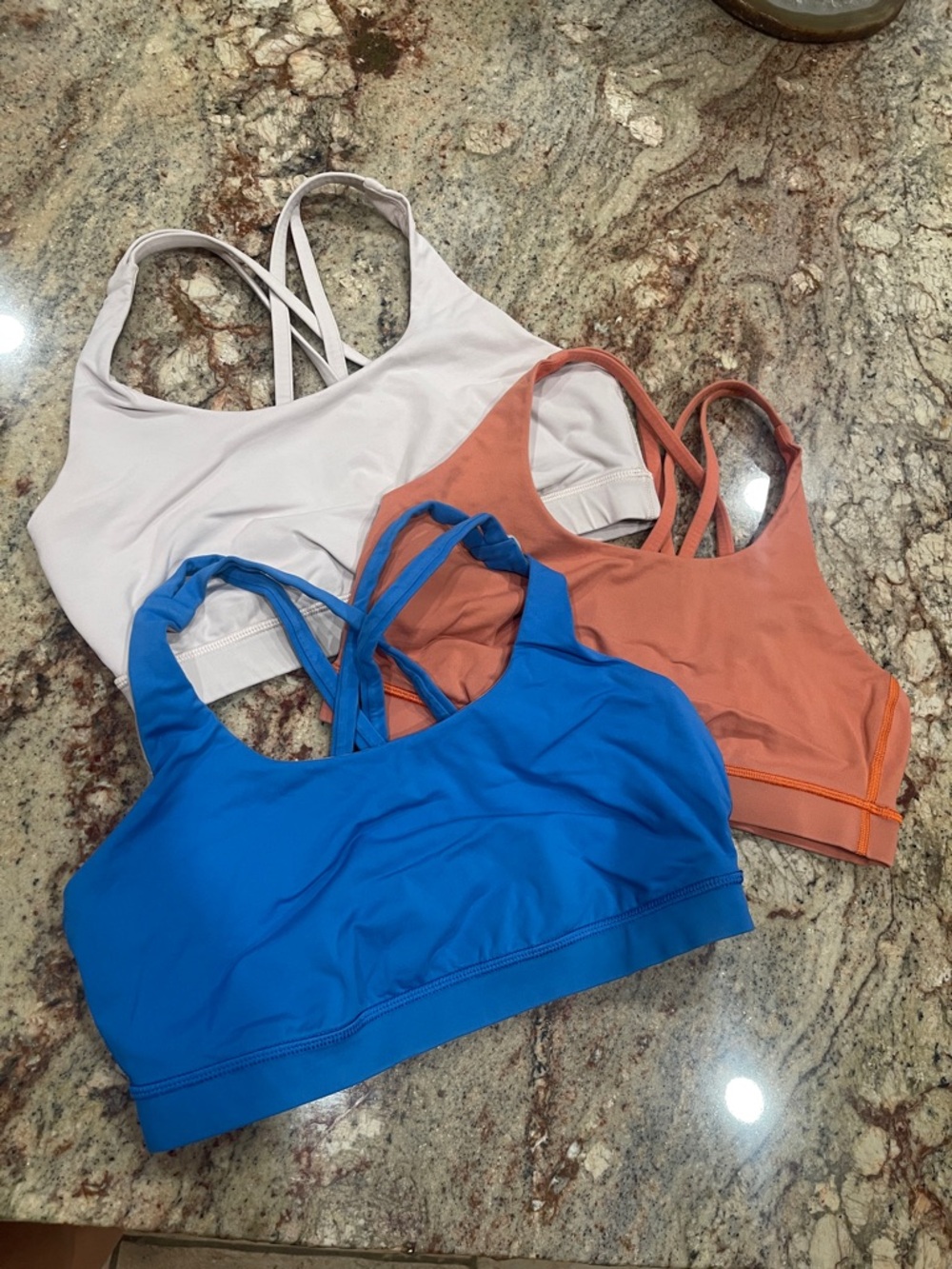 Lulu Lemon 🍋 Sports Bras - Blue, Rust, and Light Cream Set of 3 S:10